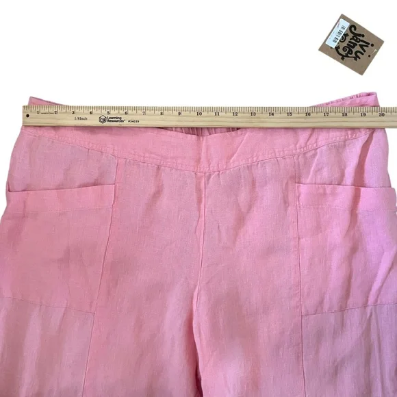 Ivy Jane Pink 100% Linen High Waisted Wide Leg Crop Pants - Size XL - Picture 10 of 10